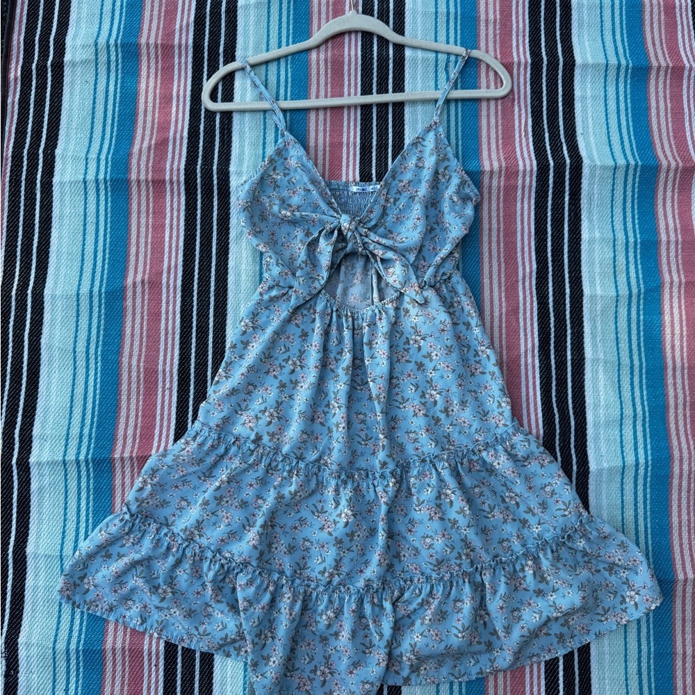 Ditsy Floral Print Ruffle Trim Wrap Knot Side Skort